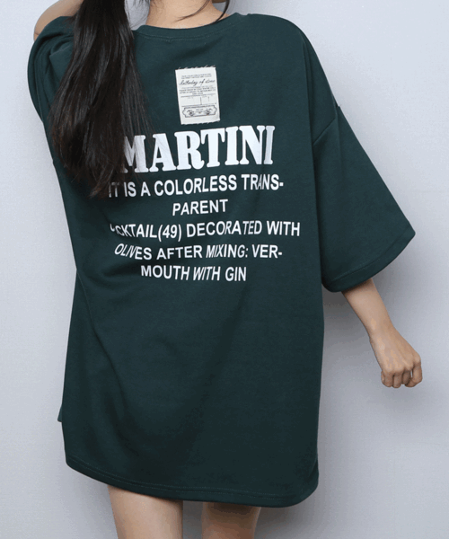 (빅사이즈) 마티니 라벨 오버핏 반팔 티셔츠