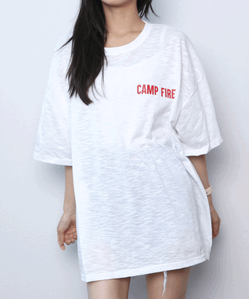 (박스티) 캠프 슬라브 오버핏 반팔 티셔츠