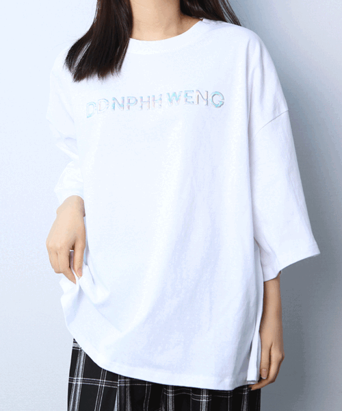 (박스티/1+1할인) 돌핀 레터링 오버핏 반팔 티셔츠