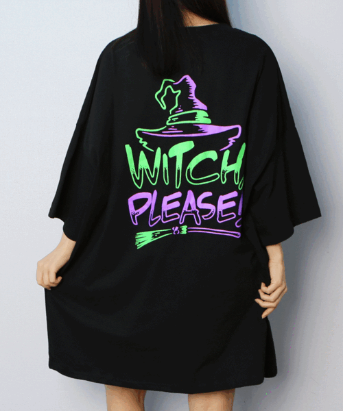 (뱃살순삭) 마녀 오버핏 반팔 티셔츠 빅사이즈 남녀공용