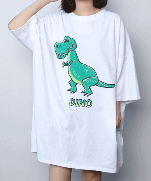 (1+1할인 빅사이즈) 공룡 오버핏 반팔 티셔츠
